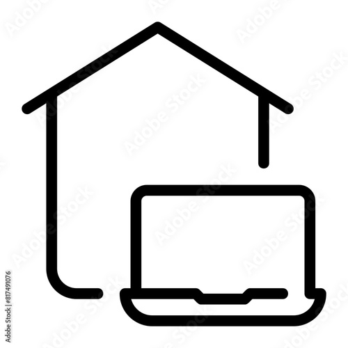 work from home line icon