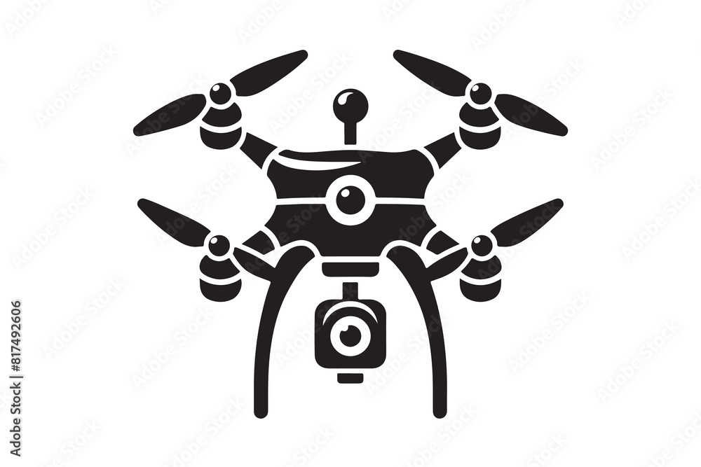 Drone silhouette vector, drone camera icon silhouette vector illustration Drone silhouette vector, drone camera icon silhouette vector illustration