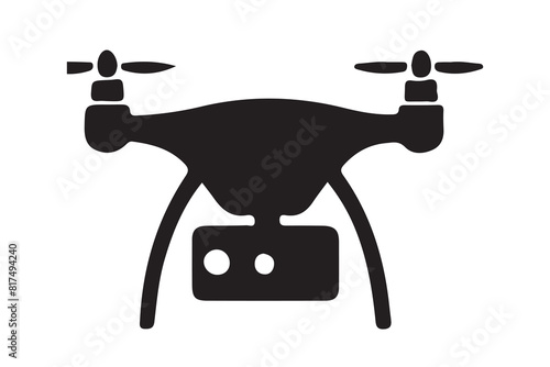 Drone silhouette vector, drone camera icon silhouette vector illustration