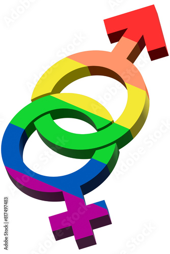 3d Pride month symbol for gender diversity, 3d LGBT sign of gender equality