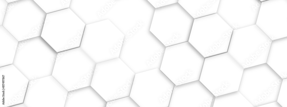 Abstract white hexagonal geometric background with shadow. Luxury White 3D futuristic honeycomb mosaic white background. Abstract white lines background. Vector Illustration. Abstract white hexagonal geometric background with shadow. Luxury White 3D futuristic honeycomb mosaic white background. Abstract white lines background. Vector Illustration.
