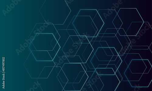 Vector technology luxury colorful hexagonal background vector illustration. Futuristic banner with technology blue hexagons and shiny lights. Design for banner, template, technology, science, medical