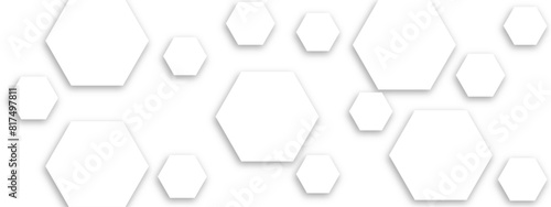 Abstract white hexagon pattern background. Abstract hexagon technology design background. Futuristic honeycomb mosaic white background. Vector Illustration. 