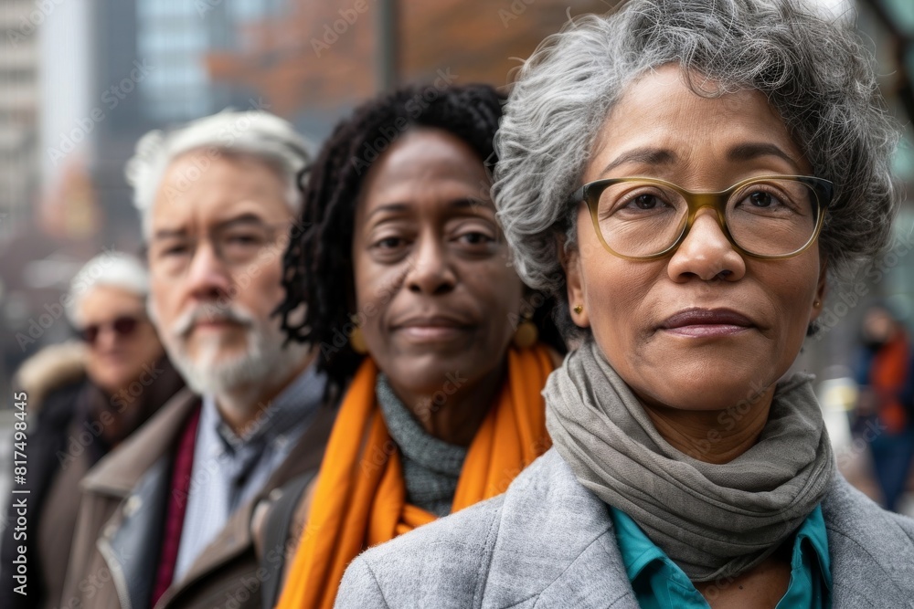 Group of senior people in the street of New York City, USA.