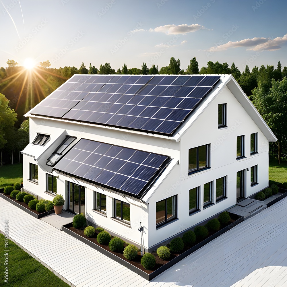 solar panels on a roof, A house with solar panels on the roof solar panels on a roof, A house with solar panels on the roof
