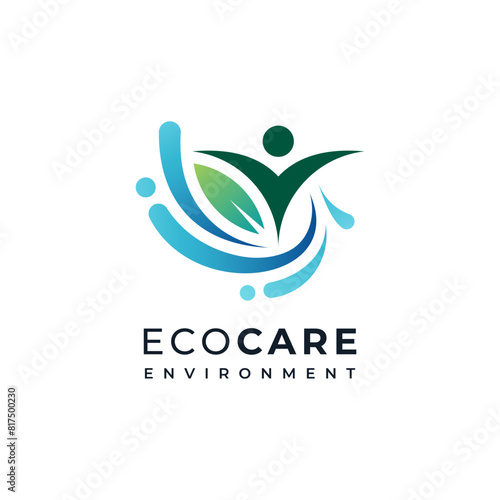 environmental care logo with people, leaves and water