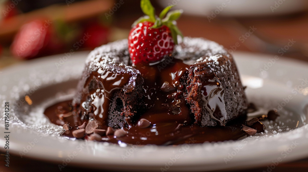 A closeup of a perfectly gooey and indulgent chocolate A closeup of a perfectly gooey and indulgent chocolate