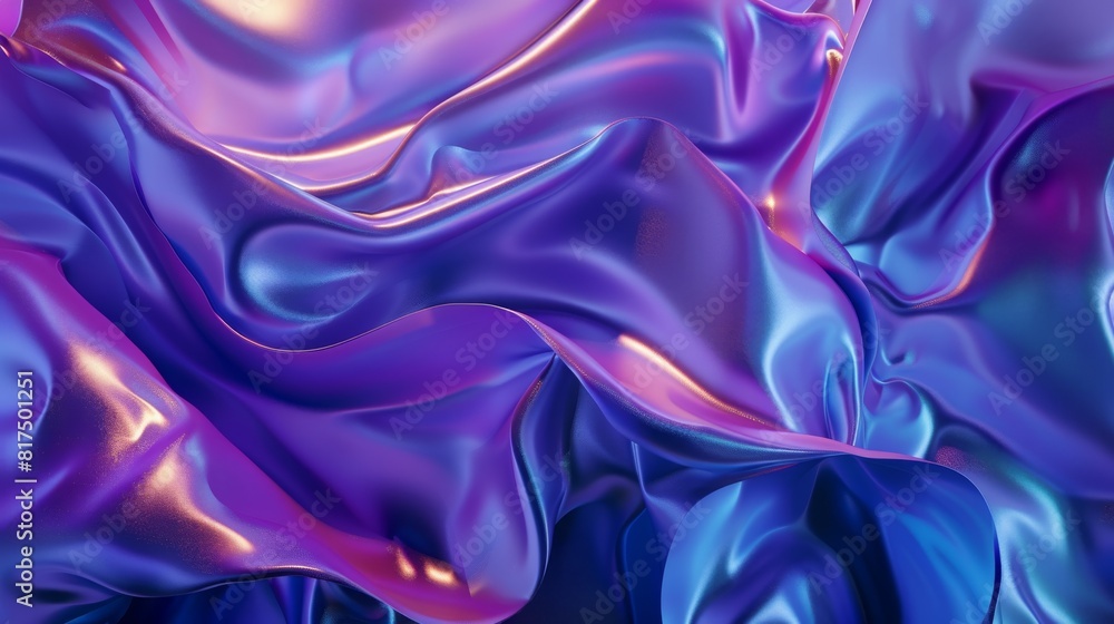 Fototapeta premium 3d abstract blue and purple background with flowing smoke, wavy liquid texture 