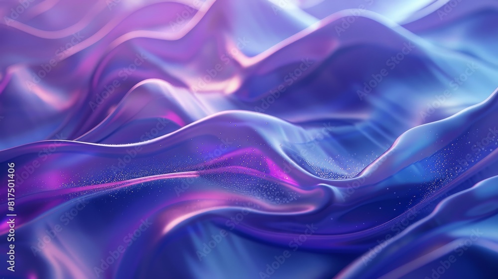 Fototapeta premium 3d abstract blue and purple background with flowing smoke, wavy liquid texture 