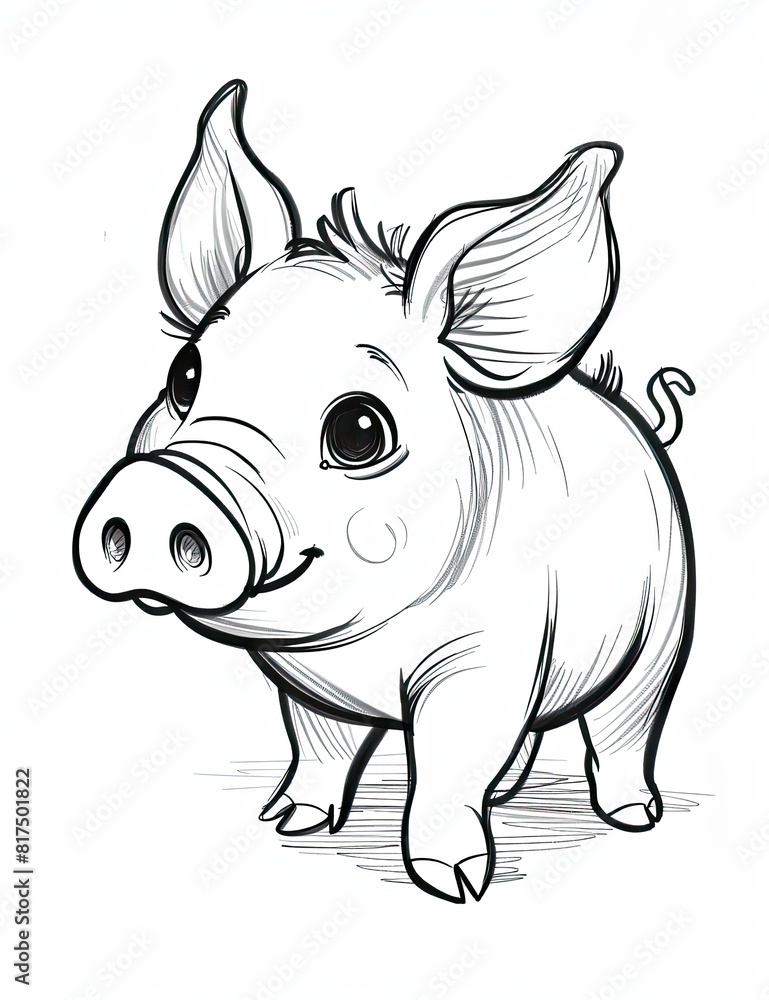Naklejka premium Pig coloring book for kids