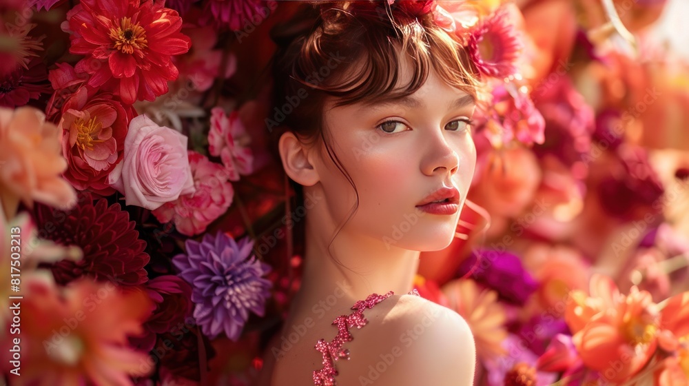 Vibrant Blush Purple and Red girl face , a vibrant and lively portrait-oriented backdrop in blush purple and red, filled with excitement and joy for endless exploration