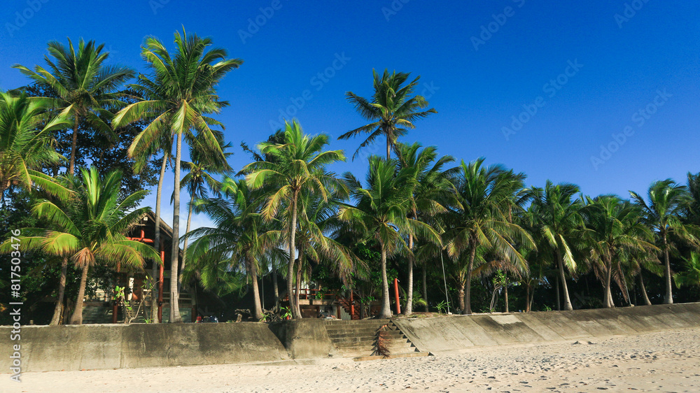 Pristine beach with clear blue water and fine white sand in Asia Pristine beach with clear blue water and fine white sand in Asia