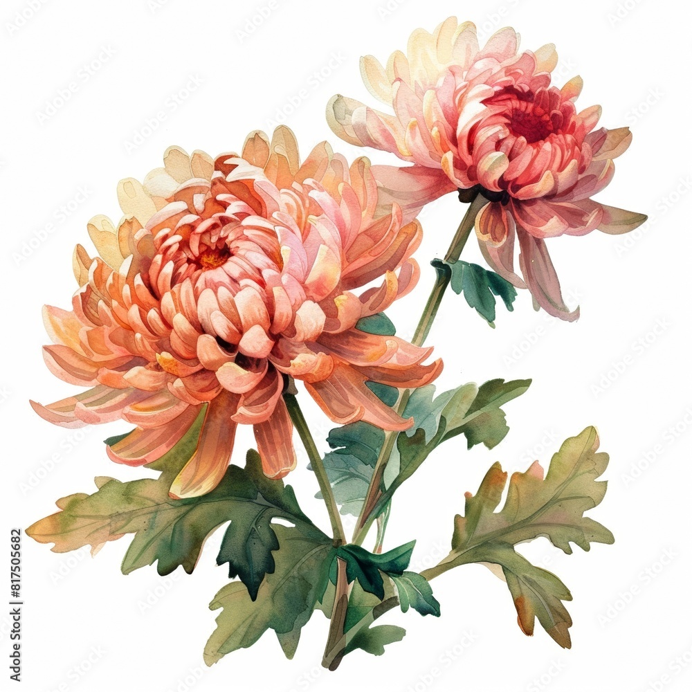 Watercolor Chrysanthemum Clipart