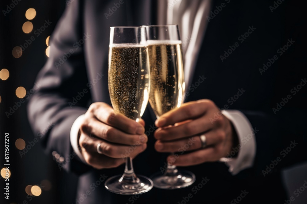 Close Up Photo Of Man's Hands Holding Two Champagne Glasses Close Up Photo Of Man's Hands Holding Two Champagne Glasses