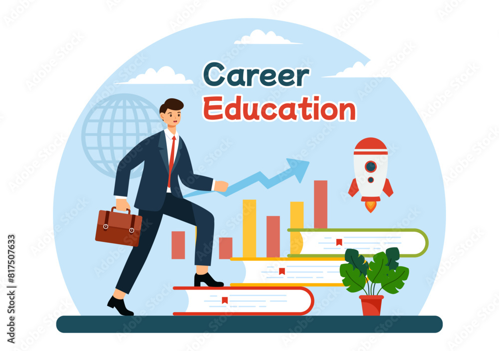 Career Education Vector Illustration with Growth Concept Learning Model to Associate Activity for Real Experience in Flat Cartoon Background