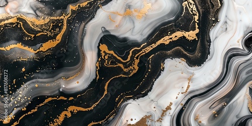 a black and gold marble with gold accents on it's edges