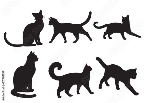 Cat silhouette vector   isolated silhouette cat set