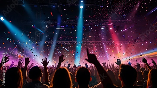 Wallpaper Mural Concert with colorful stage lights and confetti Torontodigital.ca