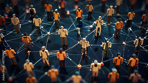 top view of a crowd with a network of connections