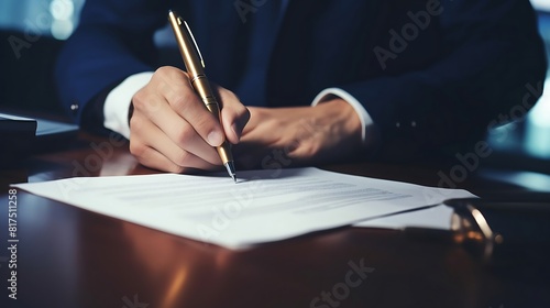 Businessman signing a contract, close-up. Business concept.