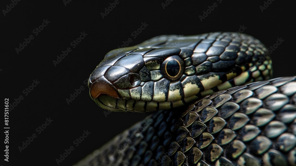 Close-up of snake against black background Close-up of snake against black background