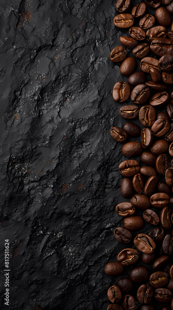 Coffee beans on dark gray stone table Coffee beans on dark gray stone table