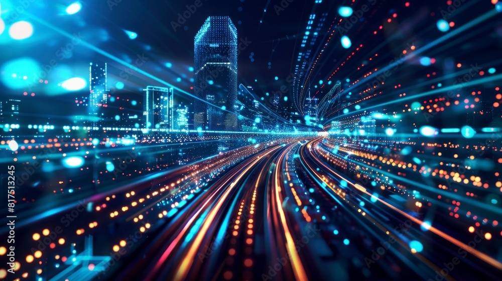 Fototapeta premium background high speed of train in the modern of city