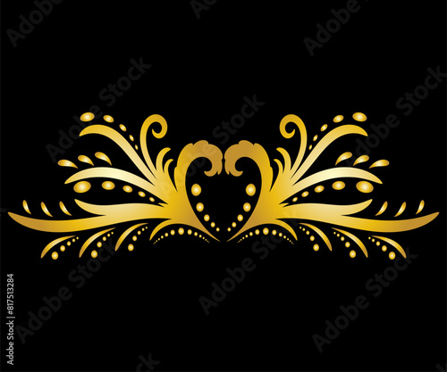Art deco floral curls and swirls Ornamental vector elements dividers or headers. Decorative Vintage line borders or frames in geometric victorian style, elegant vintage design, antique bordering