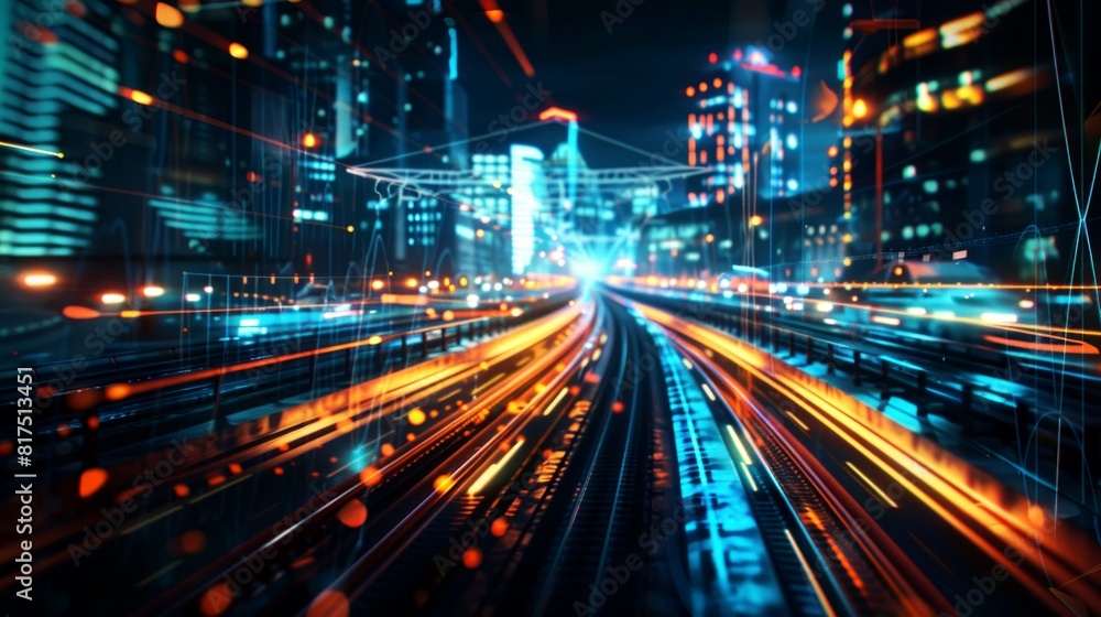 Naklejka premium background high speed of train in the modern of city