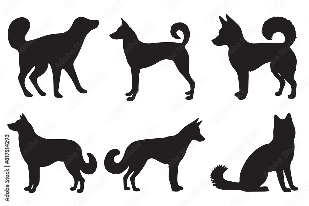 Dog silhouette vector set