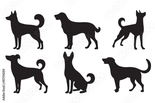Dog silhouette vector set