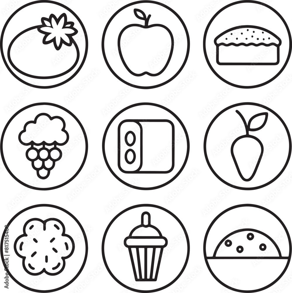 set of fast food icon lie art illustration isolated white background set of fast food icon lie art illustration isolated white background