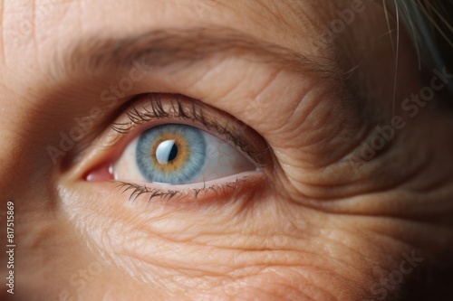 Eye wrinkles of middle-aged woman, skincare and rejuvenating therapy concept