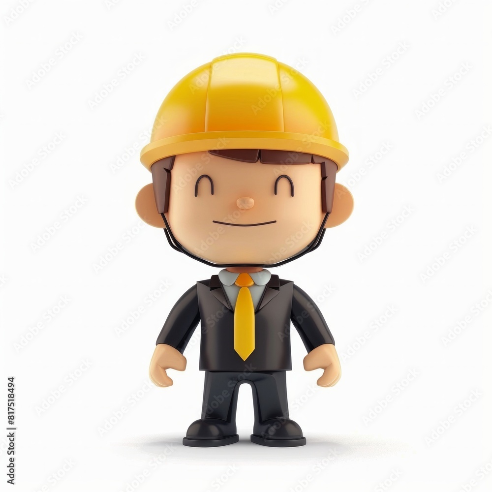 Businessman with a Safety Helmet Illustrate a 3D cartoon of a businessman wearing a safety helmet, representing construction, engineering, AI Generative Businessman with a Safety Helmet Illustrate a 3D cartoon of a businessman wearing a safety helmet, representing construction, engineering, AI Generative