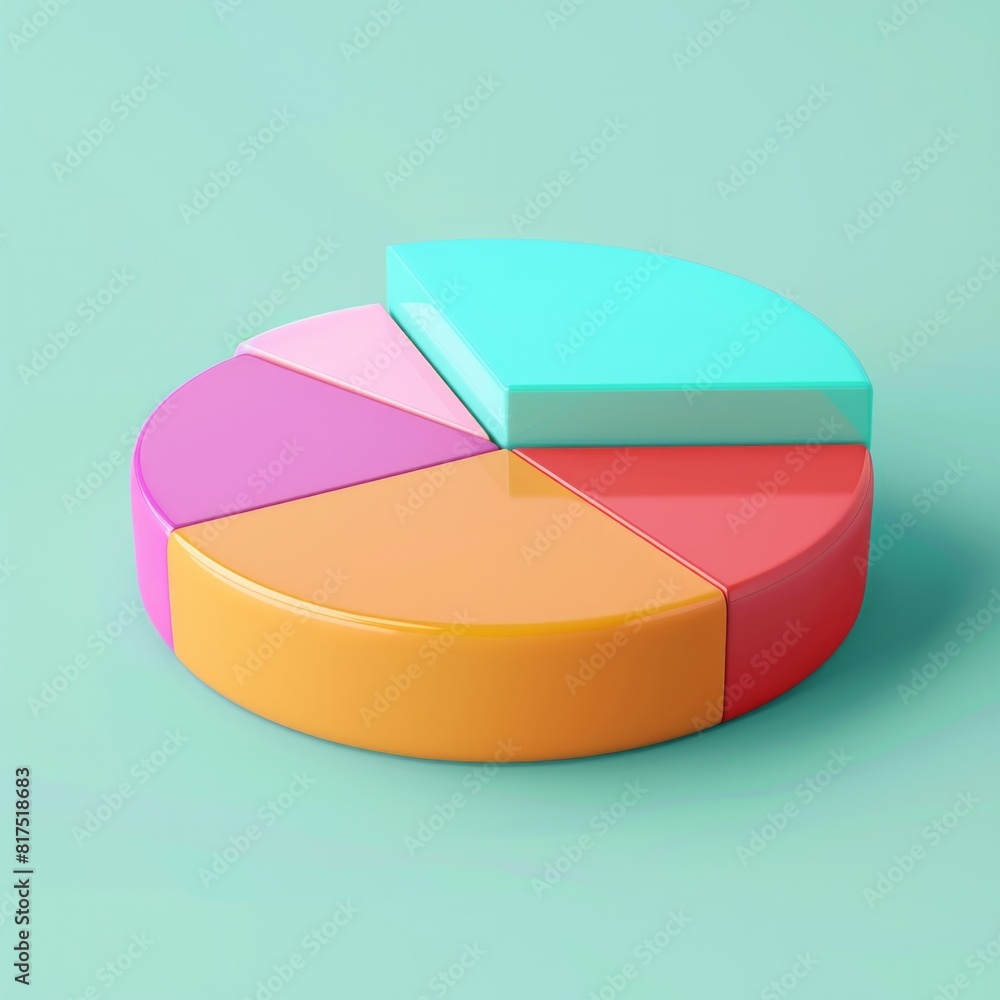 Obraz premium Market Share Pie Icon Illustrate a 3D pie chart with one segment colored differently, indicating a significant market share, AI Generative