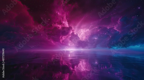 Wallpaper Mural Neon-lit aurora borealis over a serene lake with center copy space Torontodigital.ca