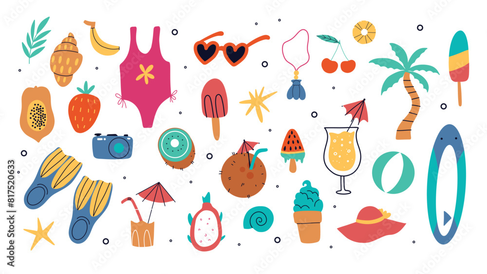 Set of summer holiday beach elements Set of summer holiday beach elements