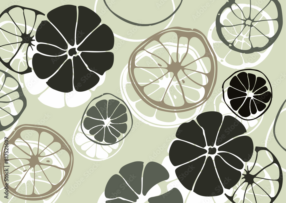 Stylized illustration of citrus fruit slices in white on a bold, bright red background, featuring varying sizes and shapes scattered across the image. Stylized illustration of citrus fruit slices in white on a bold, bright red background, featuring varying sizes and shapes scattered across the image.