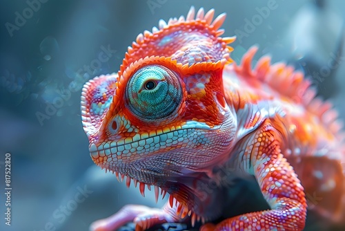 Captivating Chameleon:Vibrant Reptilian Visage in Stunning Detail
