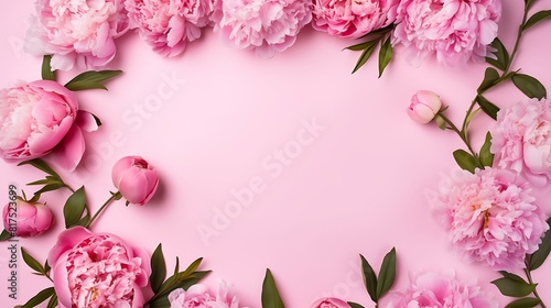pink background with frame flowers © Gomez