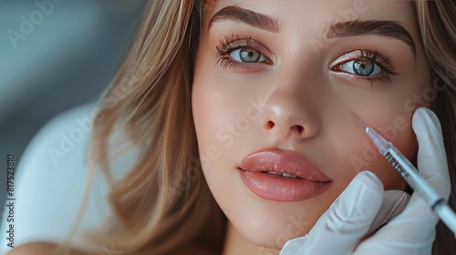 Beauty Enhancement: Young Caucasian Woman Receiving Botox Injection, medical aesthetics concept