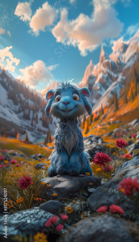 blue dog in the mountains