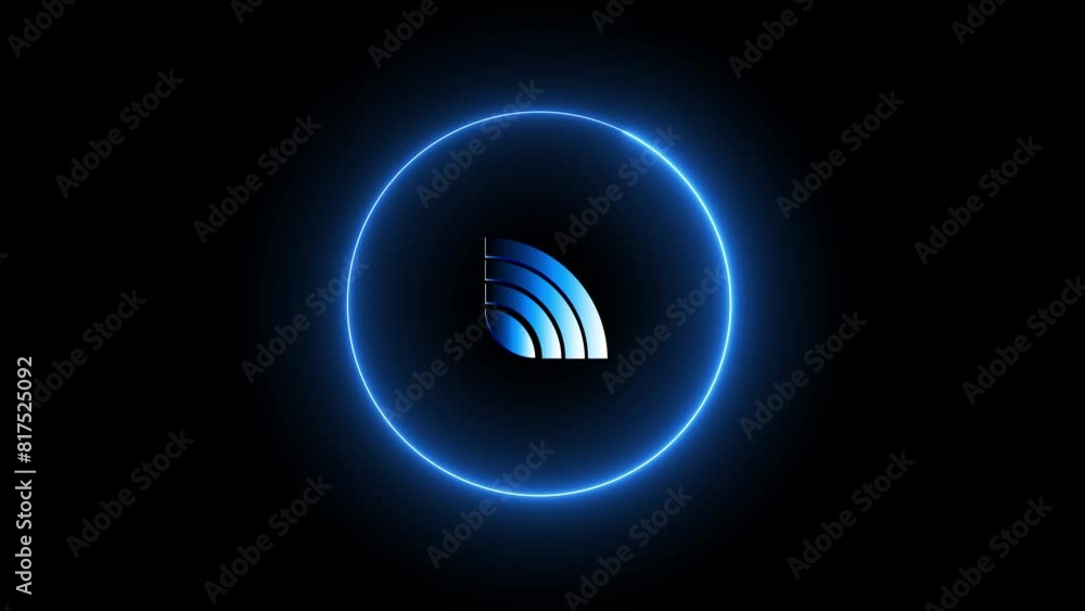 Wifi signal icon animation on neon glowing line Wifi signal icon animation on neon glowing line