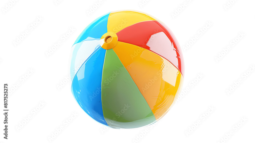 Fototapeta premium Colorful glossy beach ball isolated on transparent background