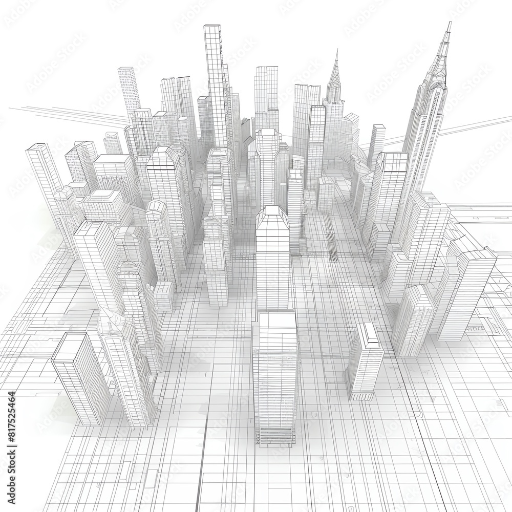 Fototapeta premium A 3D rendering of a city.