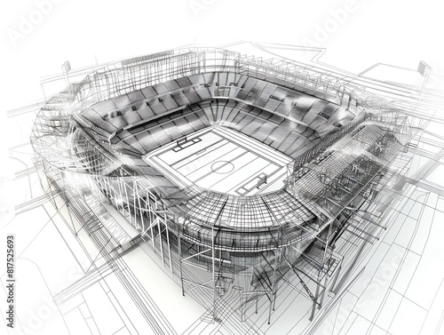 Sketch of a soccer stadium.