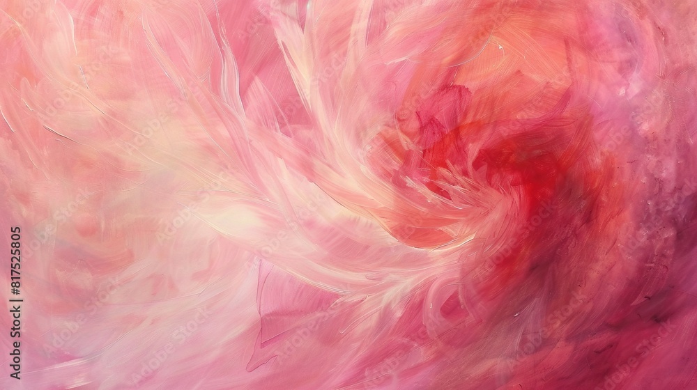 An abstract painting with soft, swirling patterns of varying shades of pink.