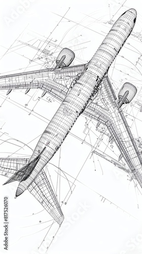 Wallpaper Mural Detailed technical illustration of the A380 airplane. Torontodigital.ca