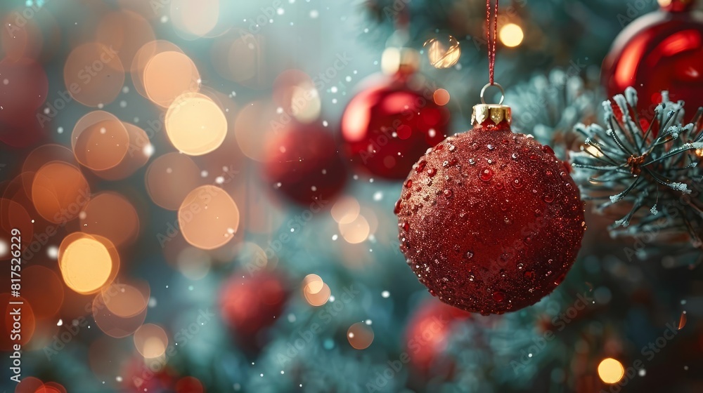 Festive thumbnail with sparkling red and green ornaments hanging against a soft bokeh background for a Christmas DIY video Festive thumbnail with sparkling red and green ornaments hanging against a soft bokeh background for a Christmas DIY video