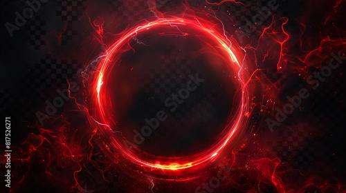 Red Circle on Black Checkered Background